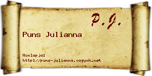 Puns Julianna névjegykártya